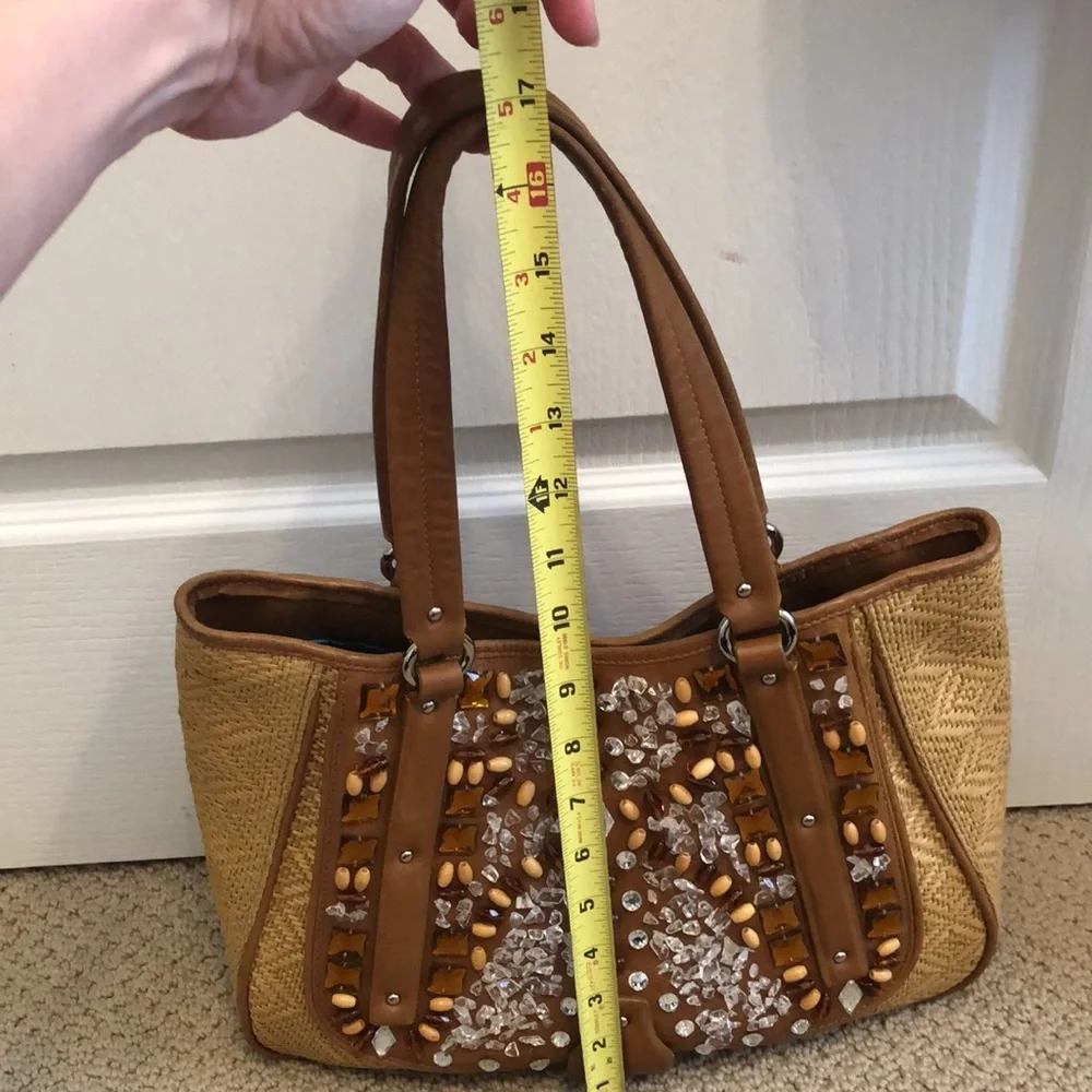 COLE HAAN Natural Sydney Straw & Leather Tan